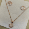rose gold flower pendant set with white stone 925 sterling silver