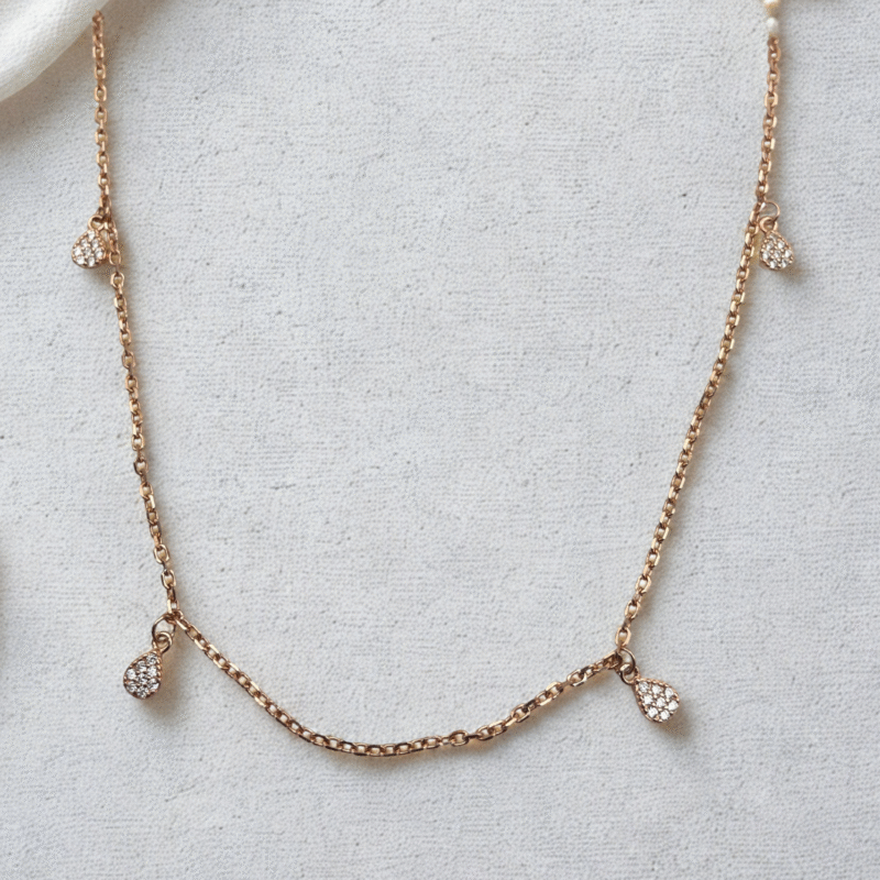 rose gold dew drop charm necklace 925 sterling silver