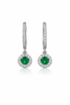 Circular huggie earrings with green solitaire stone made from 925 Sterling Silver