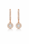 Circular rose gold huggie earrings with silver solitaire stone made from 925 Sterling Silver