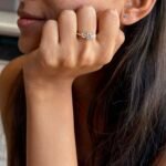 925 Silver ring with a delicate floral cluster of sparkling stones on a sleek polished band.