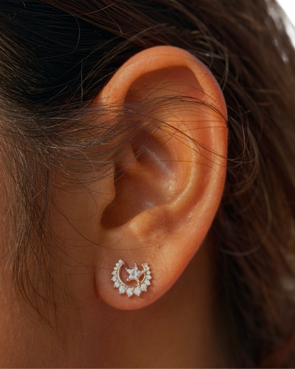925 sterling silver celestial stud earrings