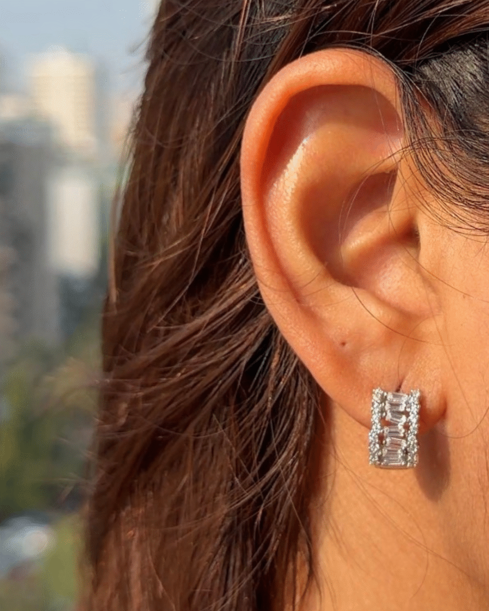 silver studded hoop earrings