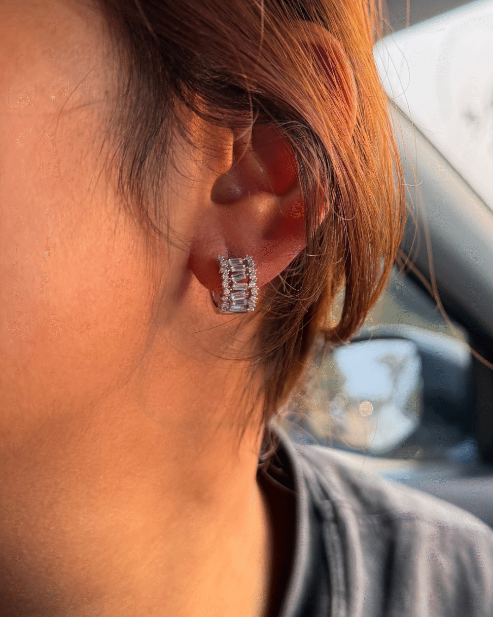 silver studded hoop earrings 925 sterling silver