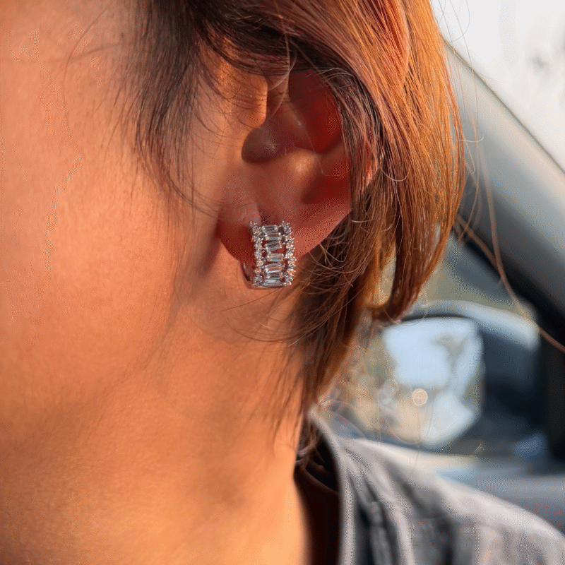 silver studded hoop earrings 925 sterling silver