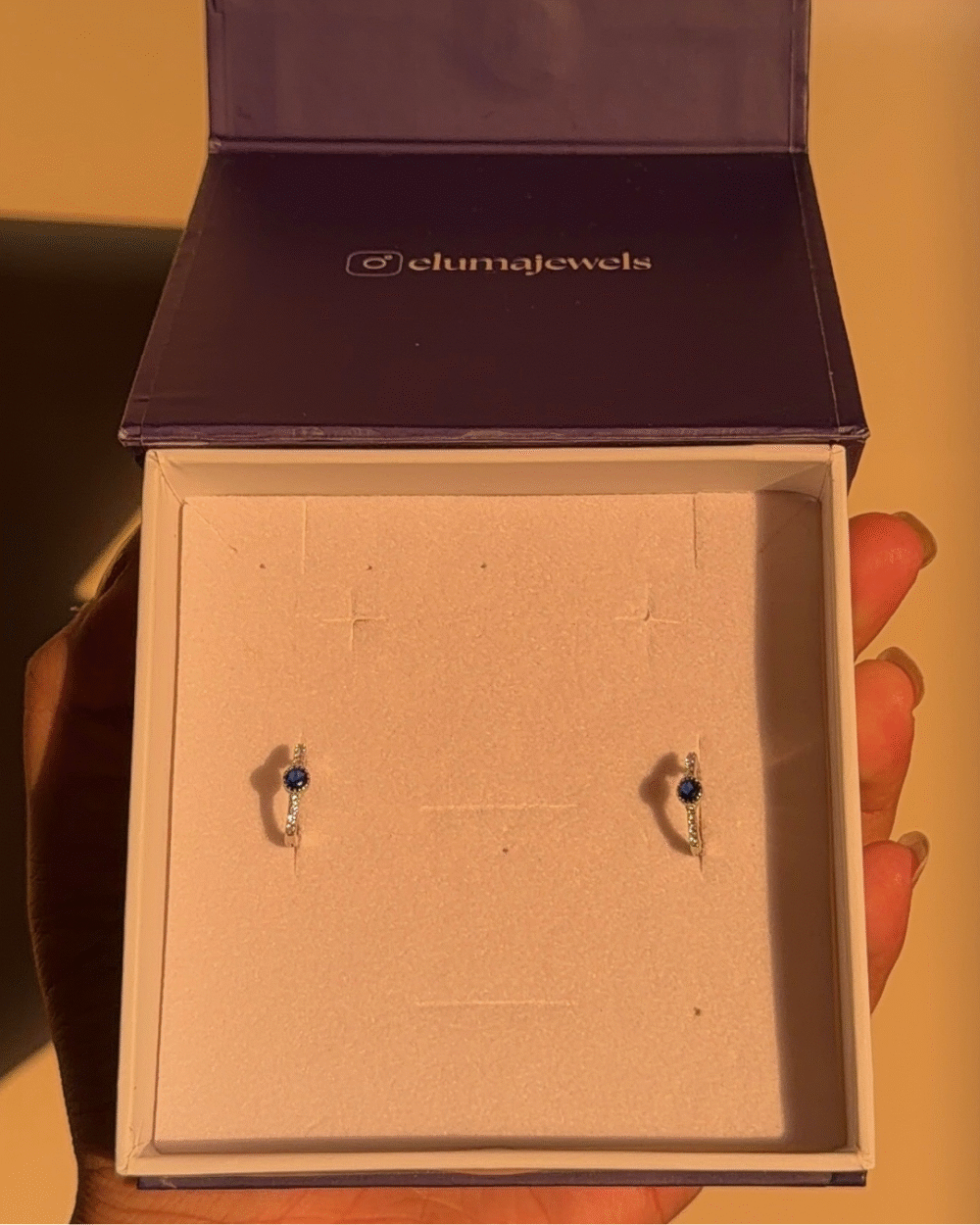 sapphire spark hoops sterling silver earrings