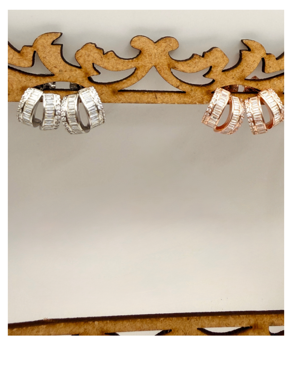 double halo sterling silver hoops