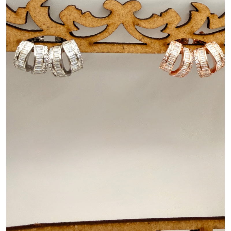 double halo sterling silver hoops