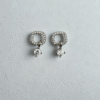 crystal square drop studs sterling silver