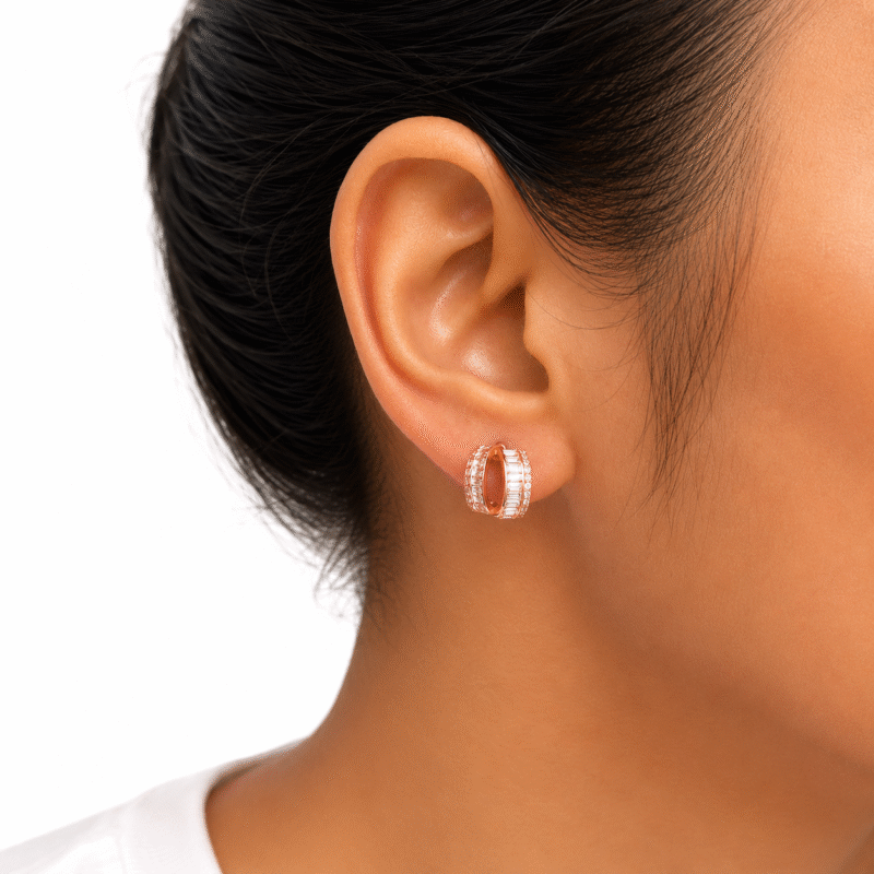 double halo sterling silver hoops
