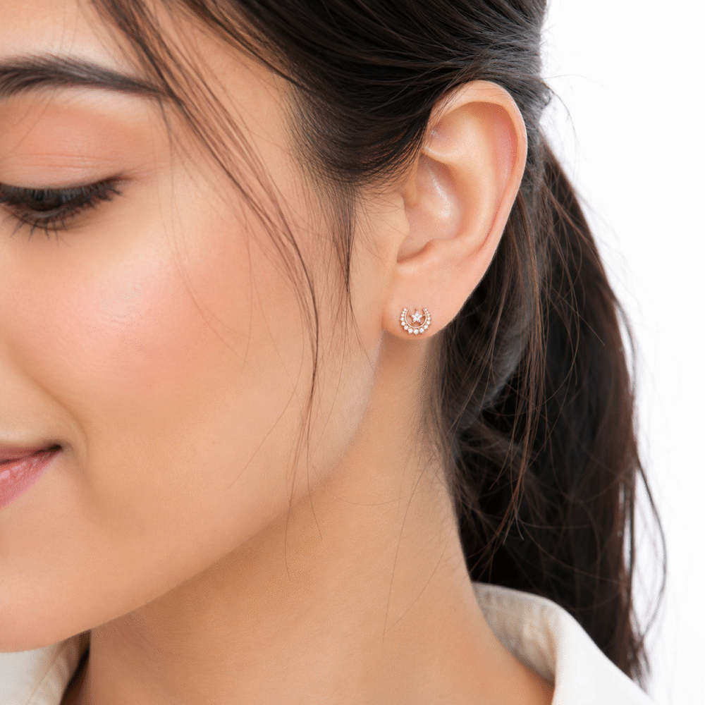 celestial stud sterling silver earrings