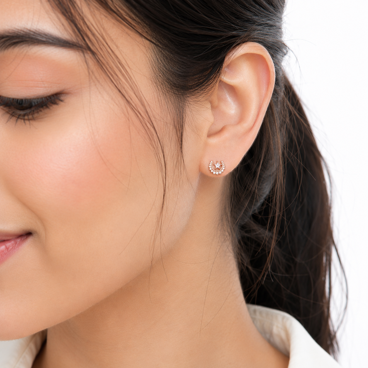 celestial stud sterling silver earrings