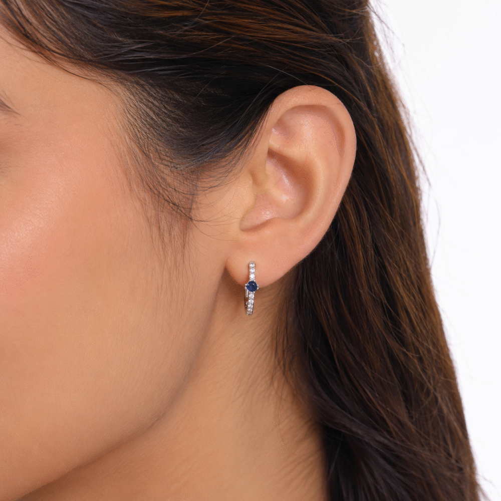 sapphire spark hoops sterling silver earrings
