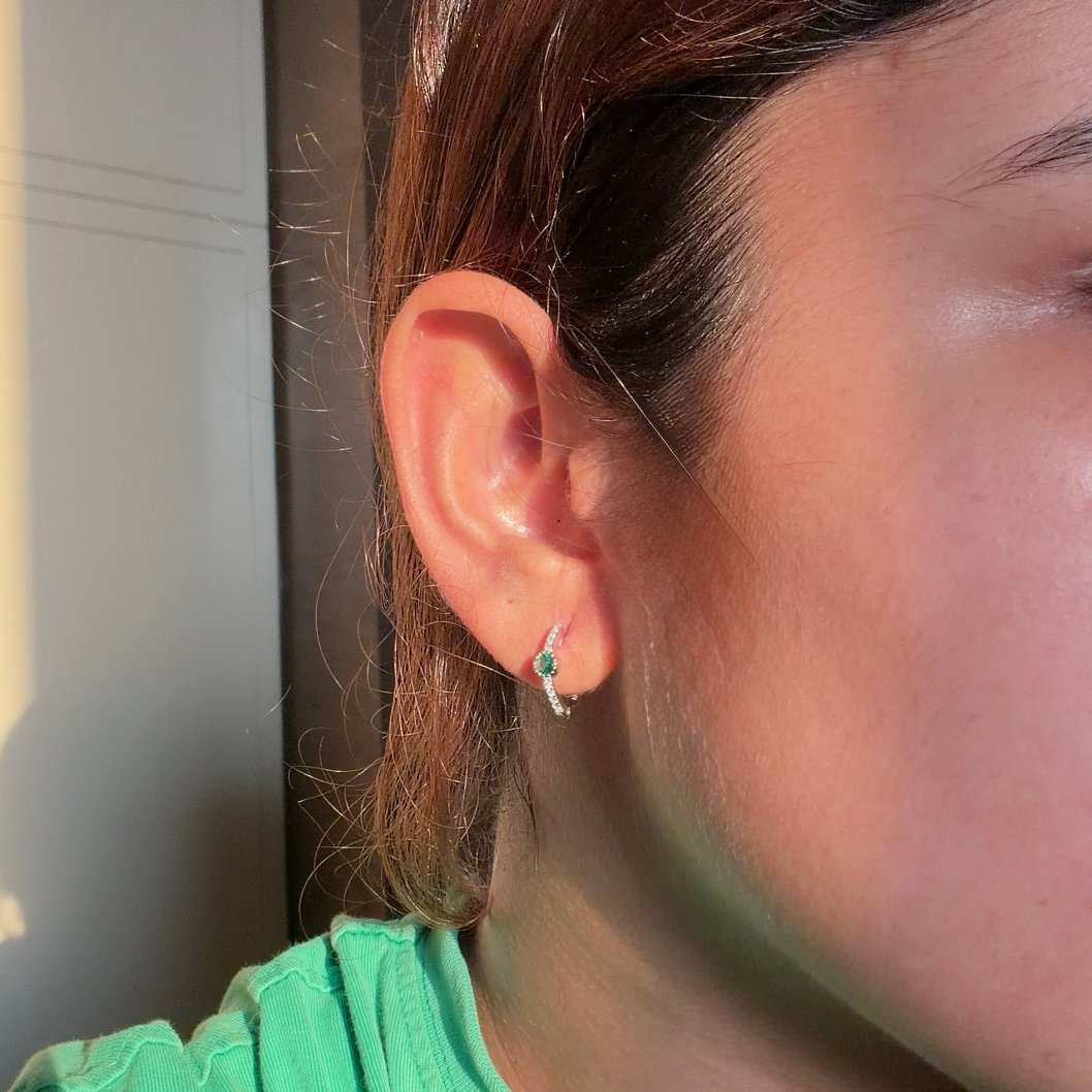 Emerald Spark Hoops Sterling silver earrings