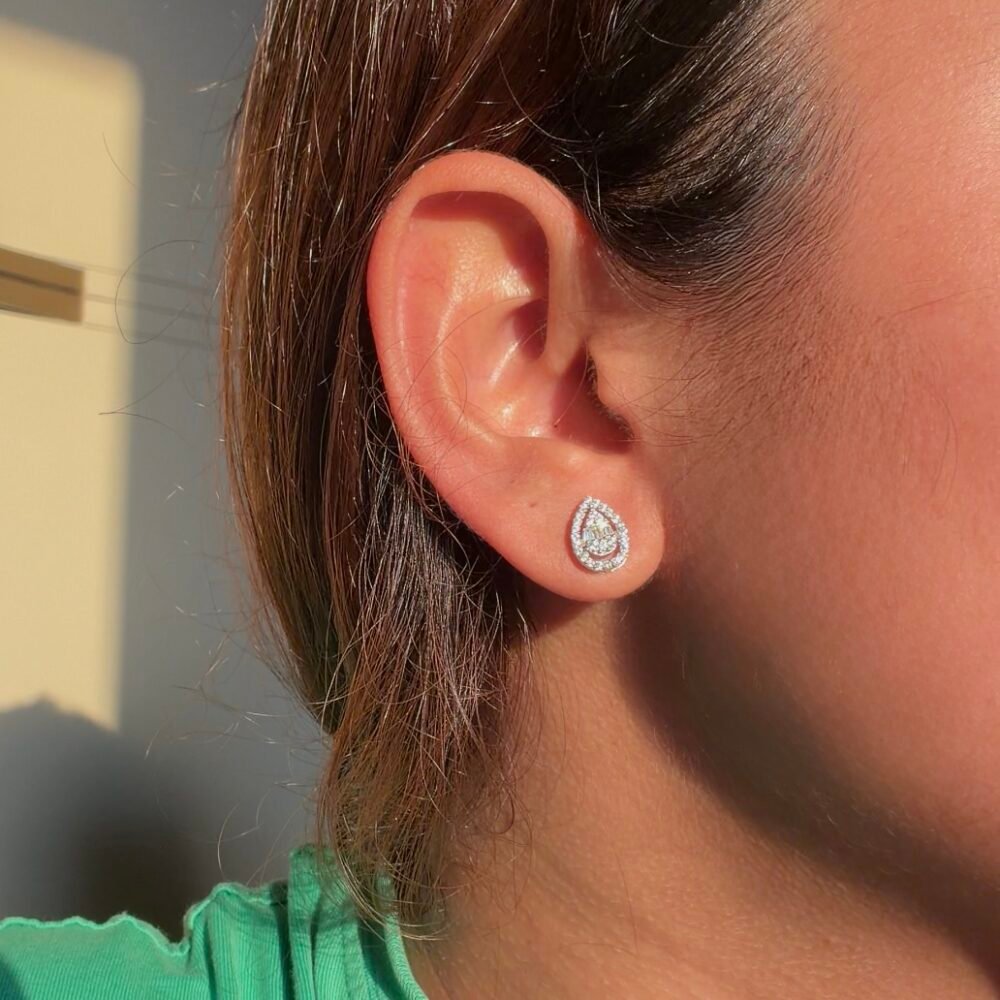 925 Sterling Silver Teardrop Zircon Stud Earrings