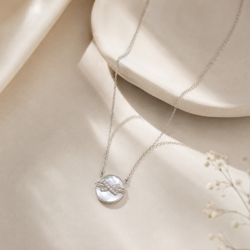 Pearl Circle 925 Sterling Silver Necklace