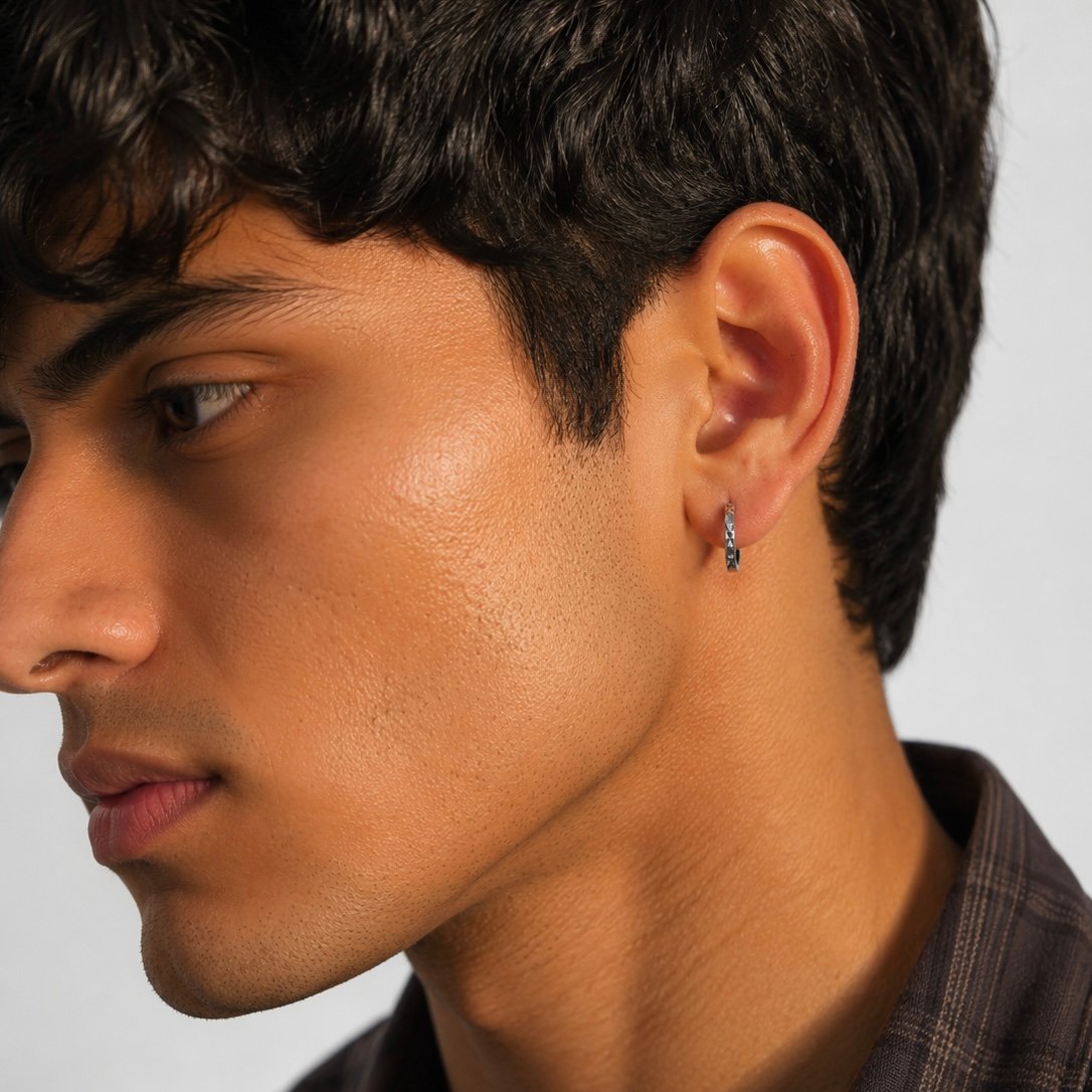 mens sterling silver textured bali