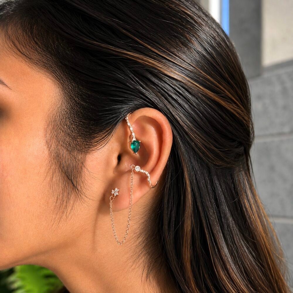 ophidia ear cuff | 925 sterling silver | rose gold pink sapphire