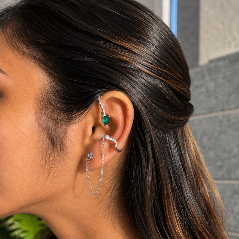ophidia ear cuff | 925 sterling silver | rose gold pink sapphire