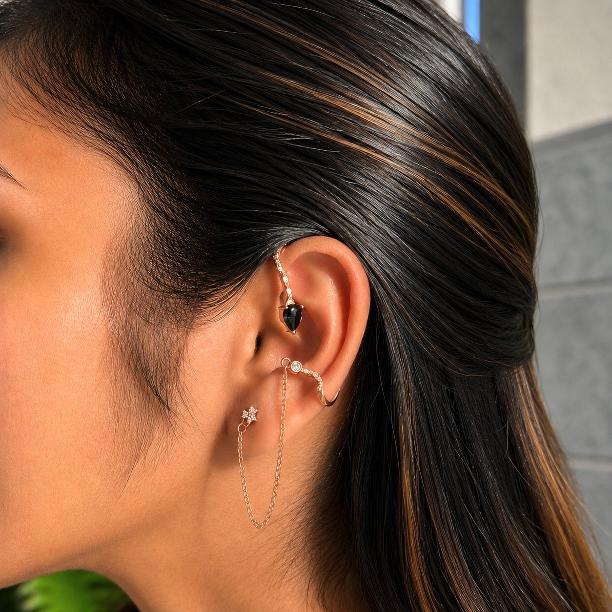 ophidia ear cuff | 925 sterling silver | rose gold pink sapphire